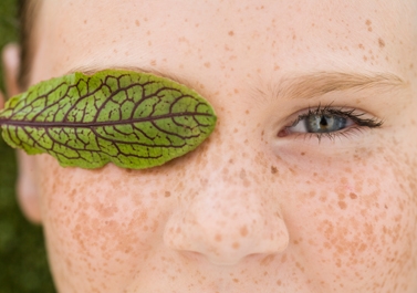 Girl covering eye with a leaf Girl covering eye with a leaf - Doctor Mosaraf Ali